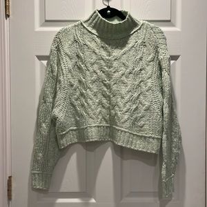 Cropped mock neck sweater